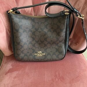 Coach Ellie Bag / Brown,Black / classic gold trim / canvas,leather / Pristine!